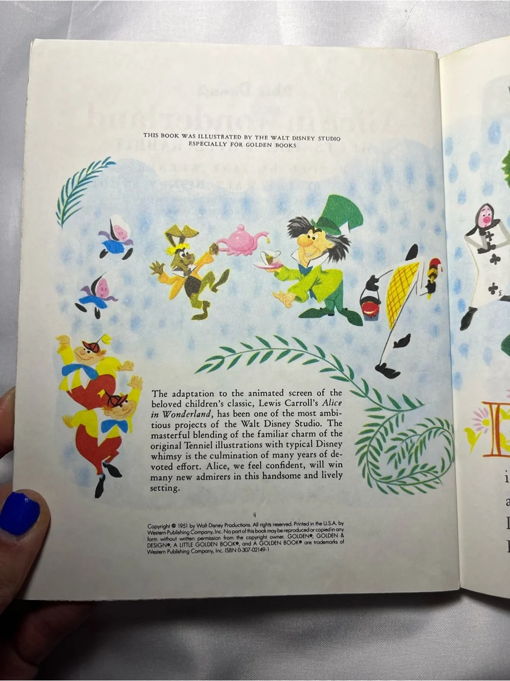 Vintage 1951 Disney Alice in Wonderland Little Golden Book Hardcover Classic